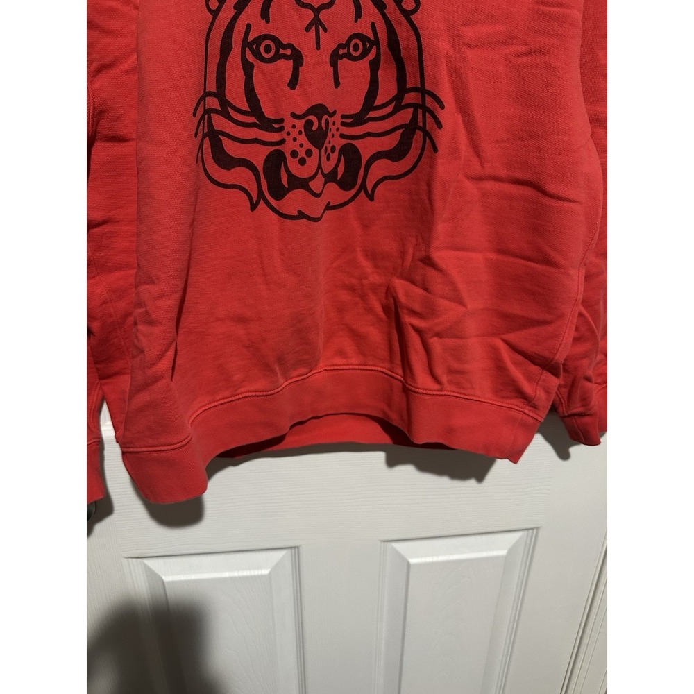 Kenzo Paris Tiger Head Red Cotton Fleece Crewneck Jumper Sweater Womens Size XL - Picture 3 of 7